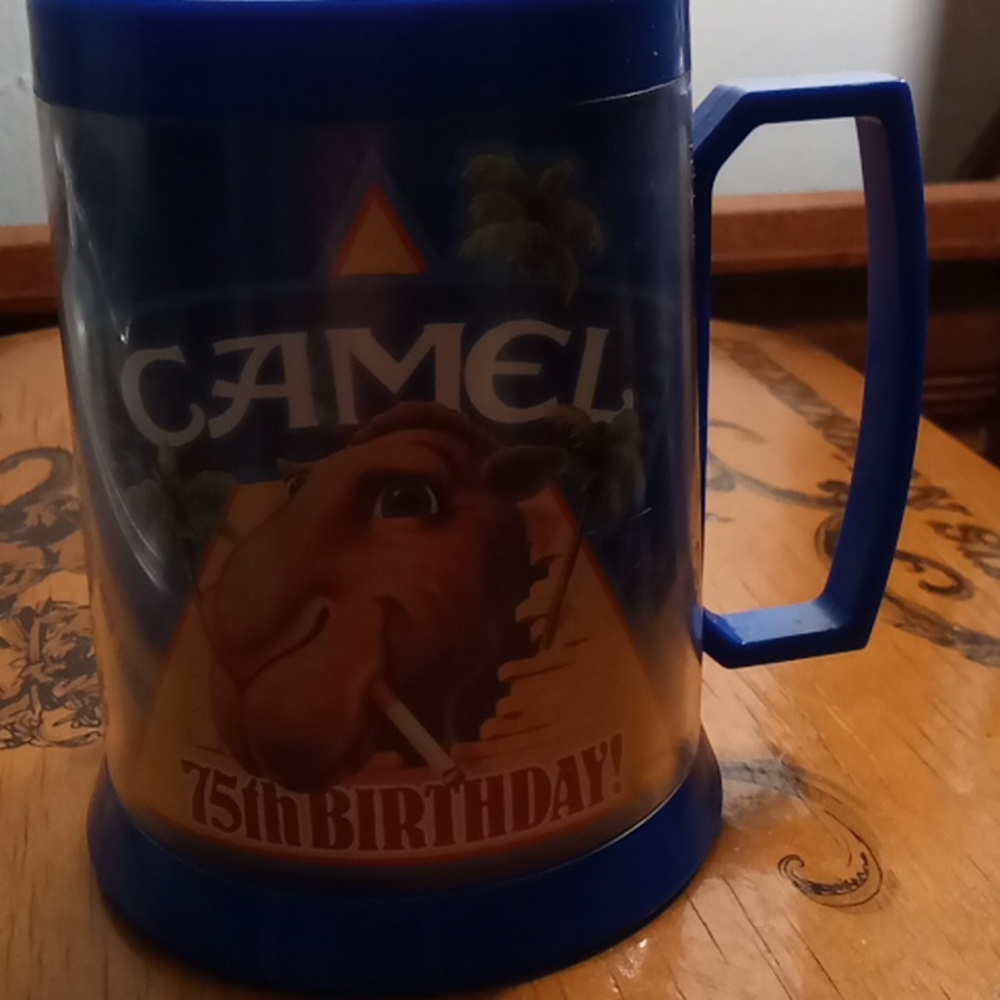 Camel plastic Mug with square handle 75th Birthday.
